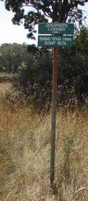 Lonely Speakers Corner sign in the grass