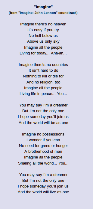 ‘imagine By John Lennon World Socialist Movement
